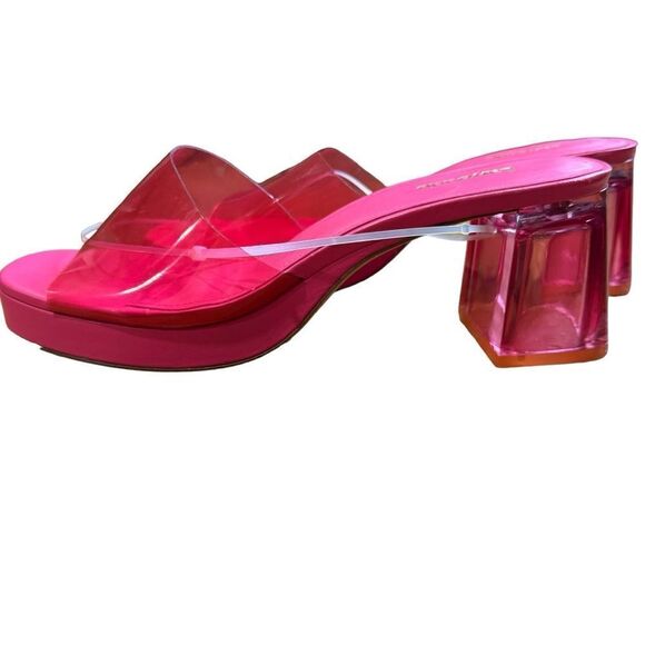 Revolve Larroude Jenn Pink Lucite Chunky Block Heel Sandals - Picture 13 of 13